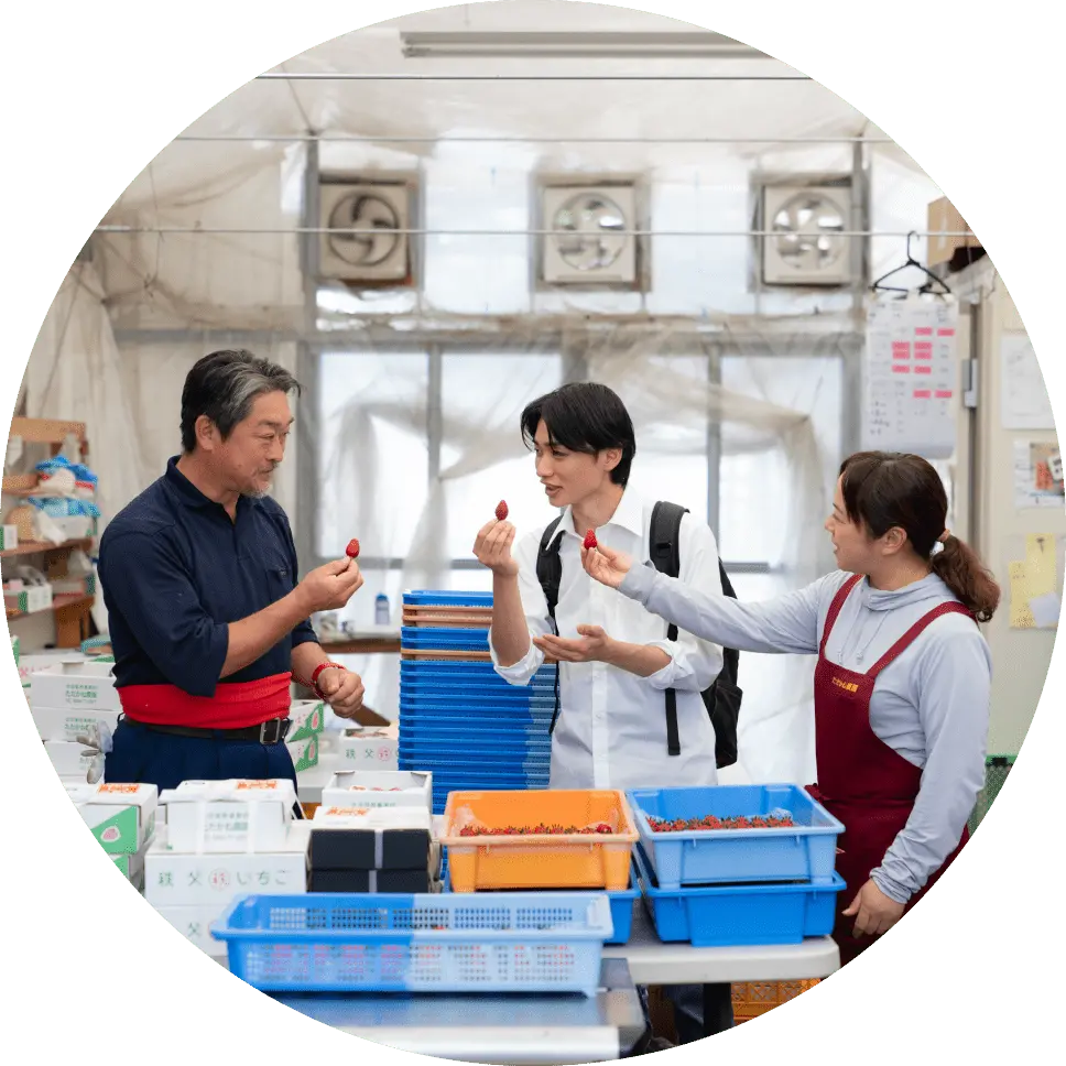 くだものを選んでいる様子